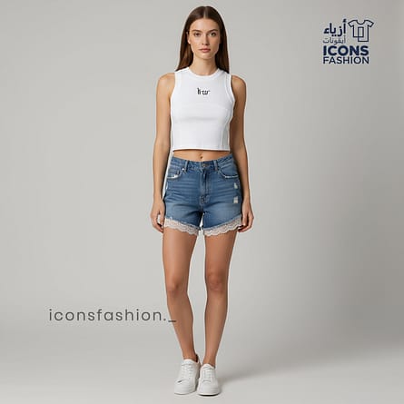 White-sleeveless-ribbed-crop-top-for-women-with-crew-neckline-and-front-text-slim-fit-casual-summer-top