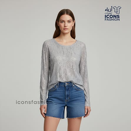 Silver-sparkly-silver-sequin-long-sleeve-top-for-women-glam-outfit-shimmer-fashion-top