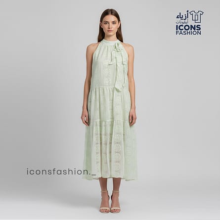 Mint-green-women-lace-midi-dress-halter-neck-tiered-sleeveless-summer-wear-dress