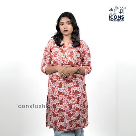 Red-white-printed-kurti-for-women