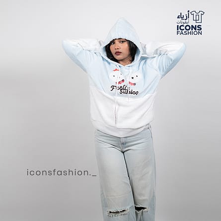 Woman-light-blue-printed-oversized-hoodie-with-hood-and-long-sleeves