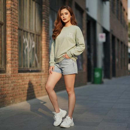 women-olive-green-oversized-sweatshirt-crew-neck-long-sleeve-casual-pullover-with-minimal-chest-and-back-print