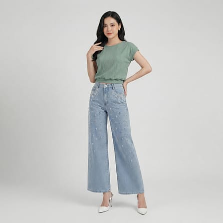 Sage-green-textured-cap-sleeve-round-neck-top-for-women