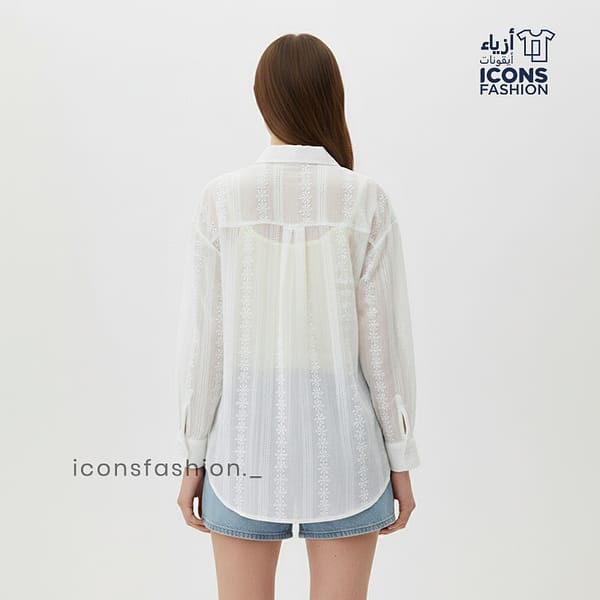 White-women-lightweight-sheer-embroidered-long-sleeve-button-down-shirt-with-collar