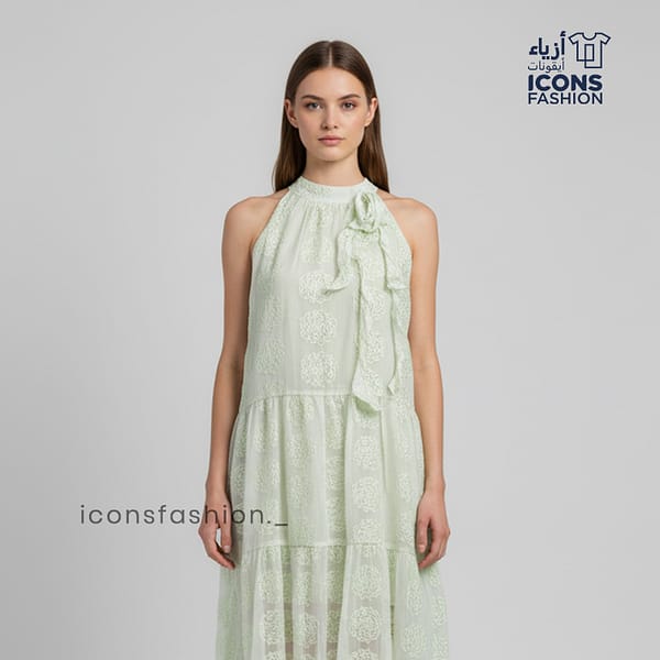 Mint-green-women-lace-midi-dress-halter-neck-tiered-sleeveless-summer-wear-dress