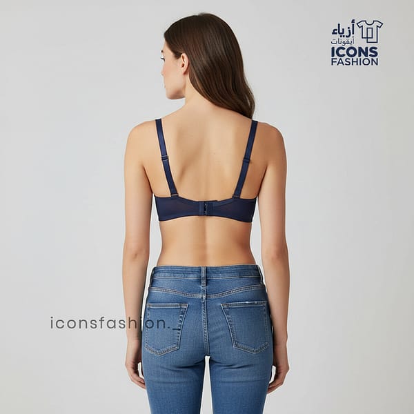 Dark-blue-padded-lace-bra-for-women-with-adjustable-straps-and-underwire-support