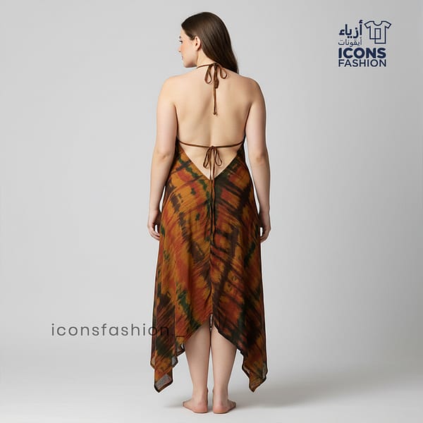 Multicolor-halter-neck-flowy-beach-dress-for-women-with-asymmetrical-hemline