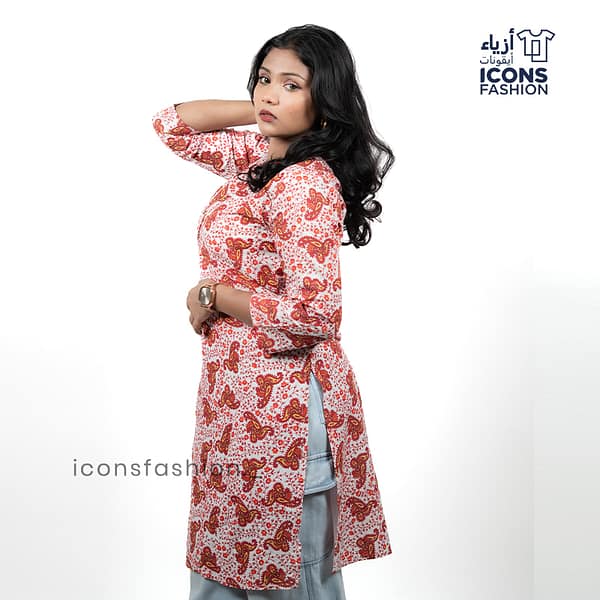 Red-white-printed-kurti-for-women