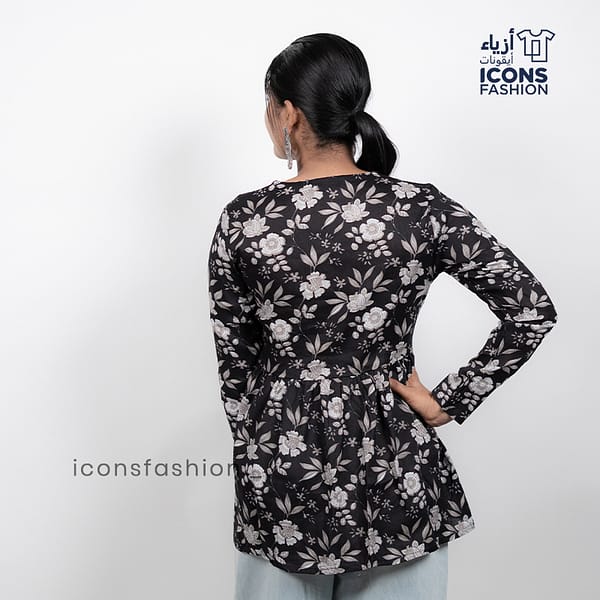Black-floral-printed-short-kurti-for-women