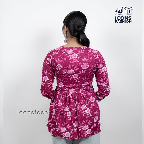 Pink-floral-printed-short-kurti-for-women