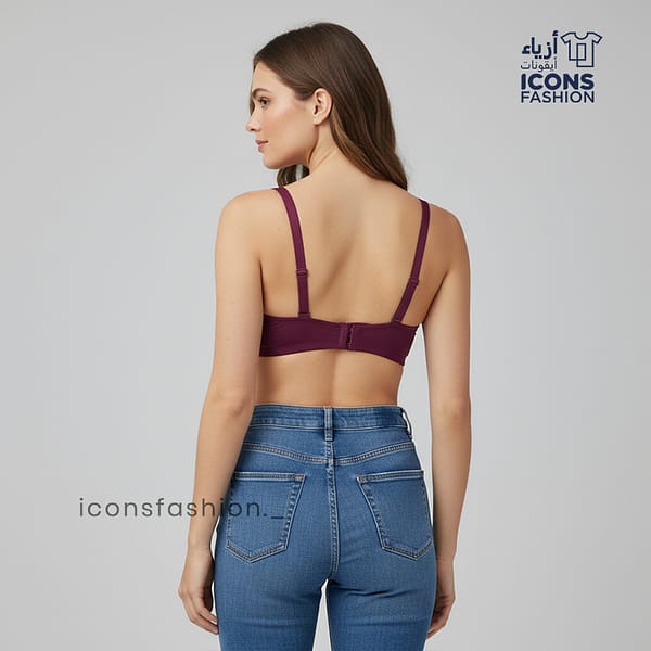 Women-wine-red-smooth-padded-non-wired-t-shirt-bra-with-adjustable-straps