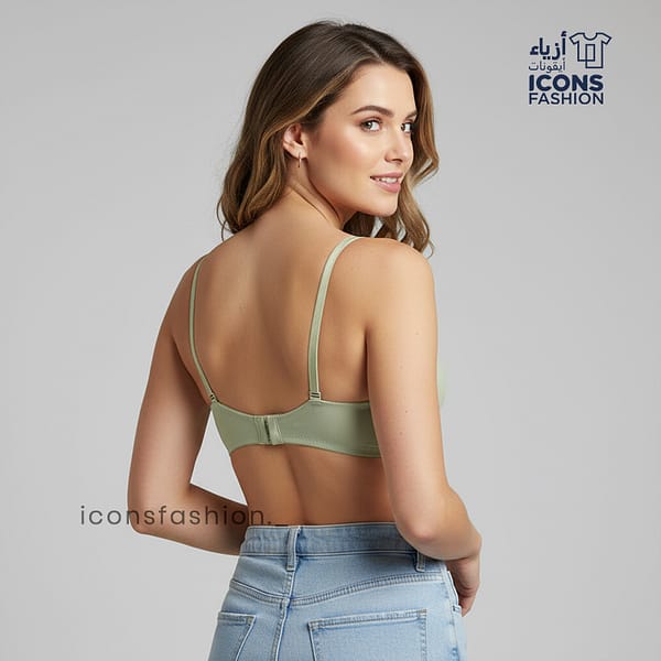Women-sage-green-smooth-padded-wired-T-shirt-bra-with-adjustable-straps