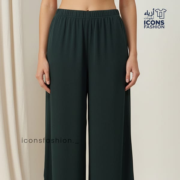 Women-green-wide-leg-palazzo-pants-with-elasticated-waistband