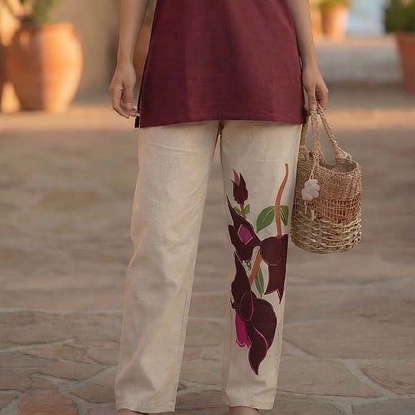Maroon-v-neck-tunic-top-with-floral-print-pants-womens-co-ord-set