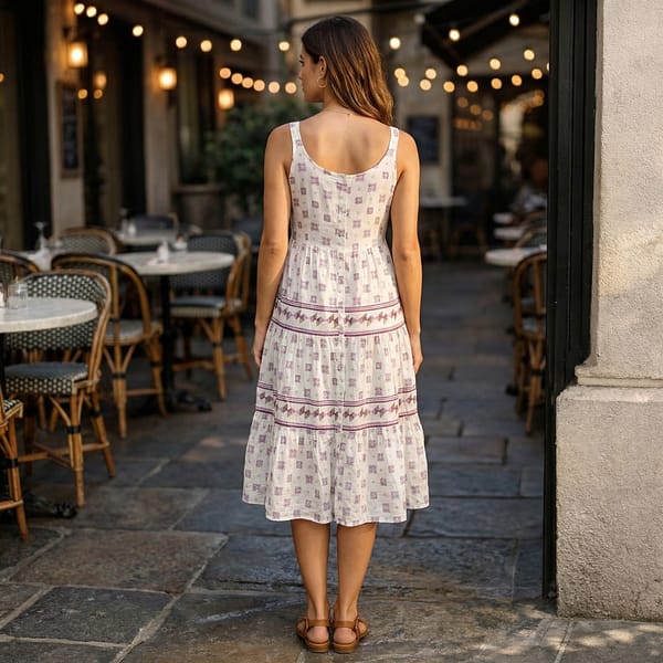 White-printed-sleeveless-square-neck-midi-dress