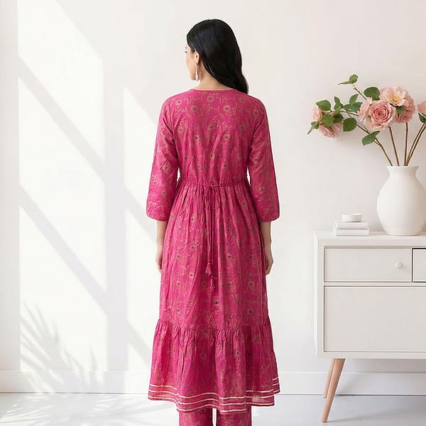 Pink-embellishment-yoke-A-line-kurta-dress