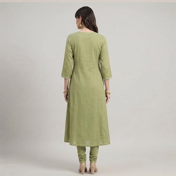 Green-embroidered-A-line-kurta-dress